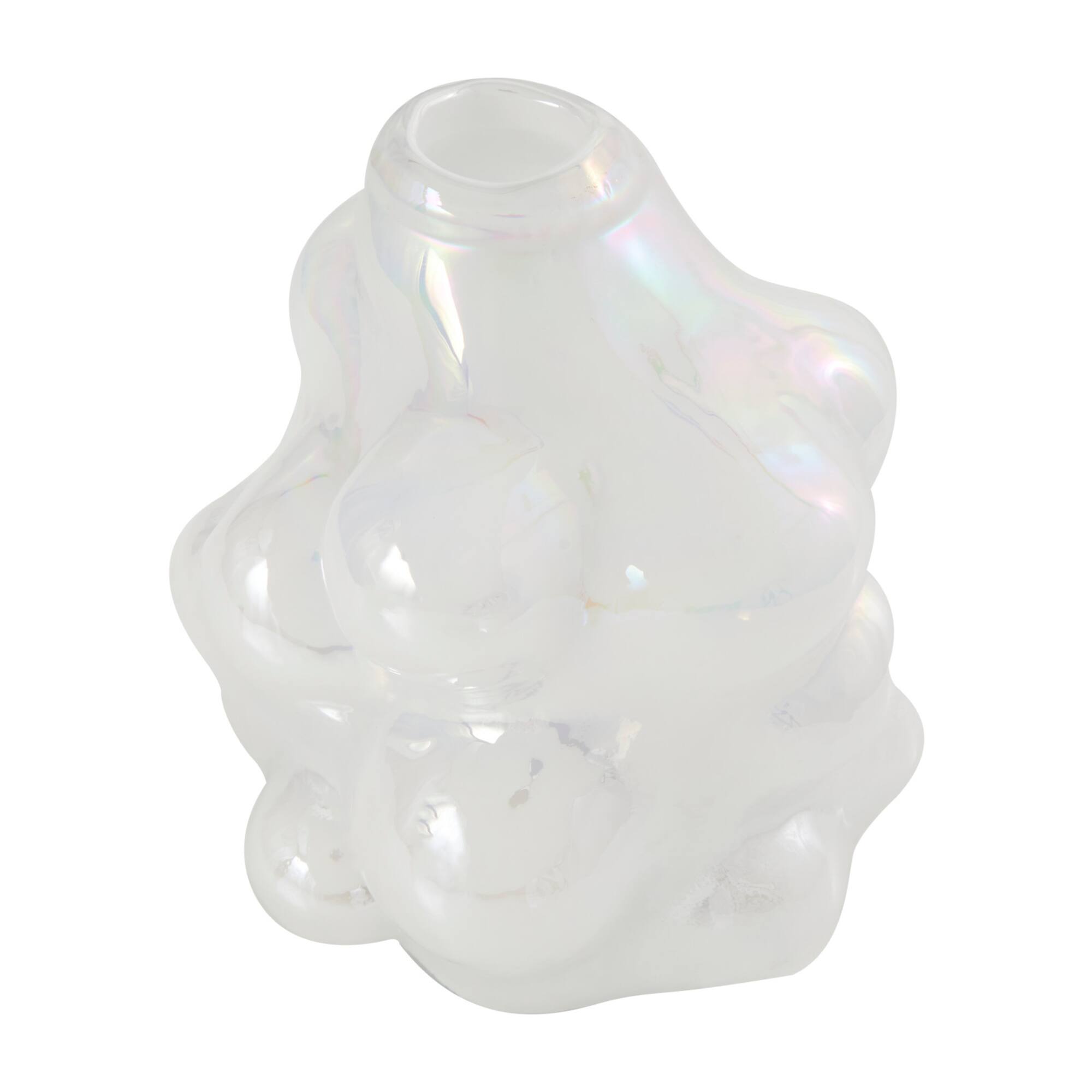 8" Clear Abstract Handmade Bubble Glass Vase